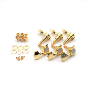 ลูกบิดกีต้าร์โปร่ง แบบตัน QN-52 สีทอง อะไหล่ประกอบไปด้วยสกรู 6 ตัว บูทและแหวนรอง 6 ชุด