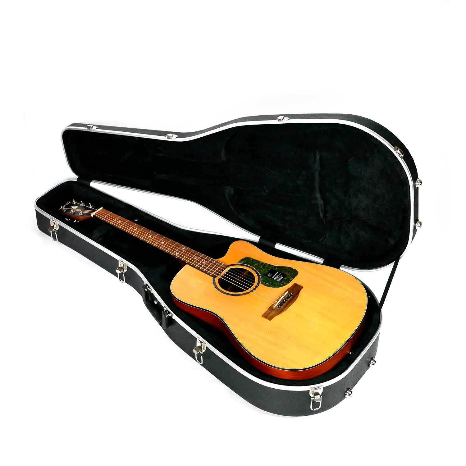 Guitar Hardcase ฮาร์ดเคสกีต้าร์โปร่ง H-WC-500 สีดำ ใส่กีตาร์โปร่ง YAMAHA,Taylor,Martin ใส่ได้ทุกทรงยกเว้นทรงจัมโบ้ หรือกีต้าร์ที่ขนาดความยาวไม่เกิน 41 นิ้ว