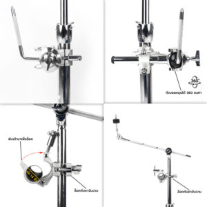 แคลมป์เอนกประสงค์ แร็คกลองชุด อะไหล่กลอง ขนาดท่อ 1.5″ อีกด้านใช้กับอุปกรณ์ที่มีท่อขนาด 19-28 มม.